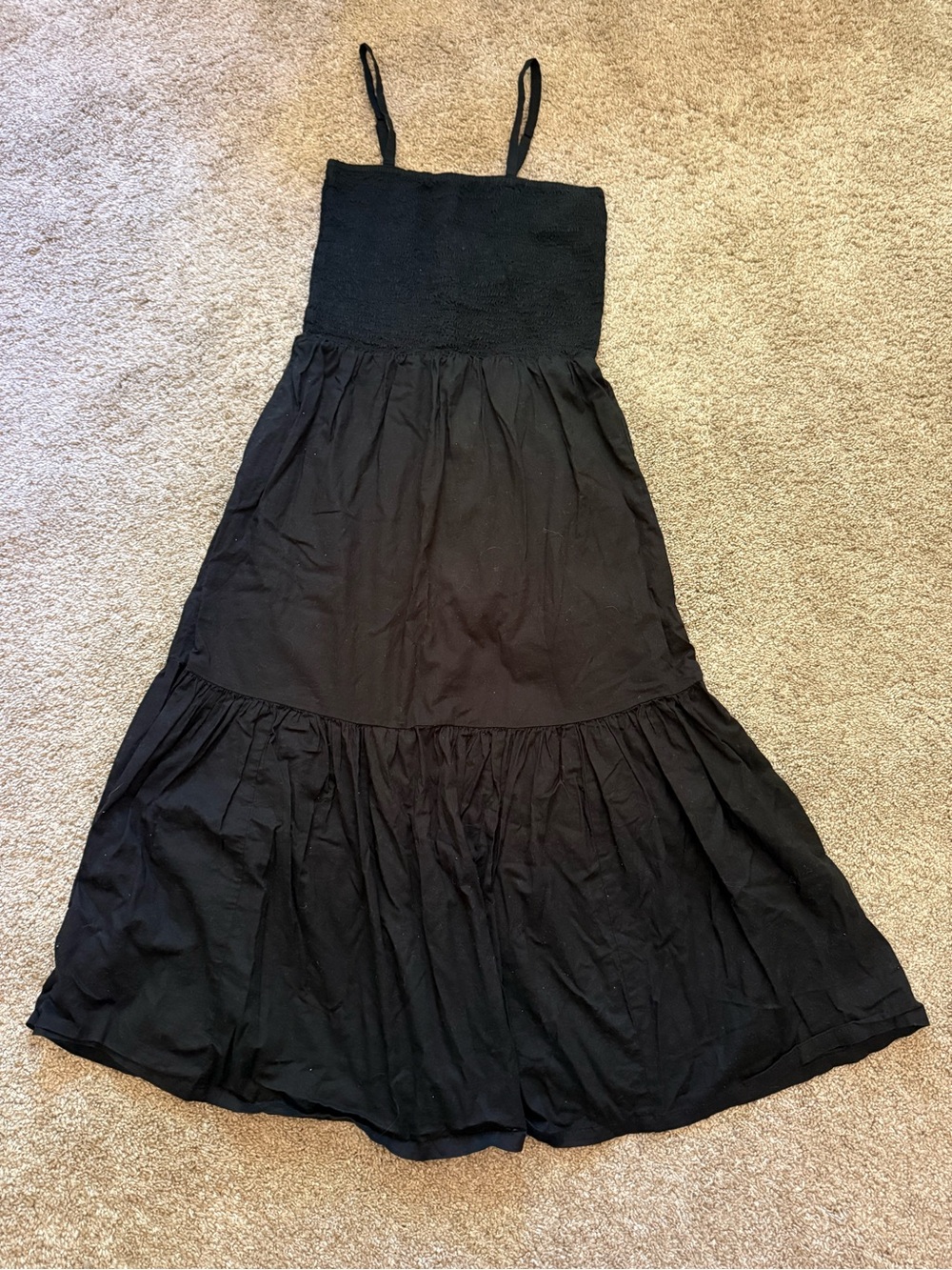 J. Crew Black Tiered Maxi Skirt with Spaghetti Straps
